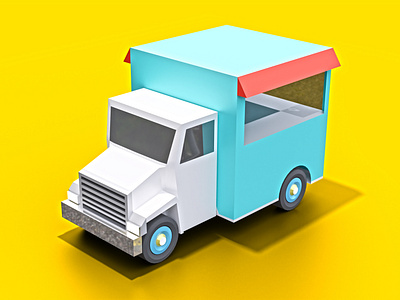 Cartoon Truck Low Poly 3D Model Free Free low-poly 3D model