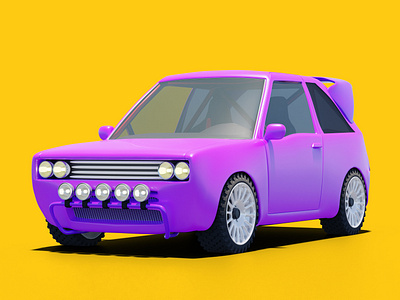 Concept Cartoon Rally Car 3D model 3d 3d model animation background blender car cartoon concept dirt graphic design high quality interior mini suv motion graphics purple race racing rally vehicle yellow