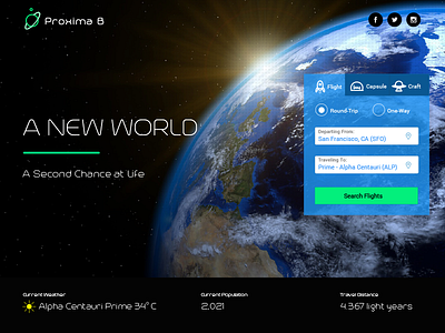 Proxima Landing Page design futuristic image responsive design space space travel spaceship theme travel typography ui ui design user experience user interface ux design web web design website