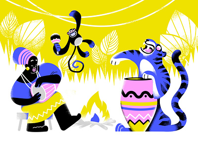 Music themed foldout - page 3 affinity designer art colorful design digital art flat illustration illustrator jungle music tiger tribal vector