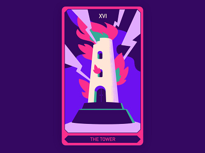 Tarot card design concept - The tower art card card design colorful design flat illustration tarot vector