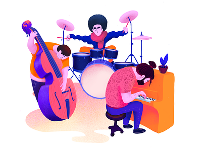 Jazz trio art colorful cute design flat illustration ipad music procreate