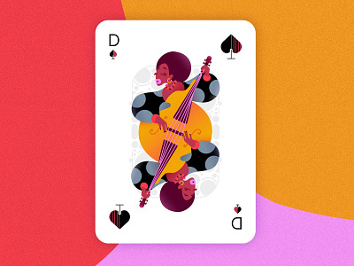 Jazz player cards - Queen of Spades 2d affinitydesigner art colorful cute design flat illustration minimal pastels player card