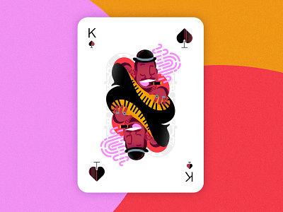 Jazz player cards - King of spades 2d affinitydesigner art colorful design flat illustration minimal pastels vector