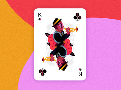 Jazz player cards - King of clubs 2d affinitydesigner art colorful design flat illustration minimal pastels vector