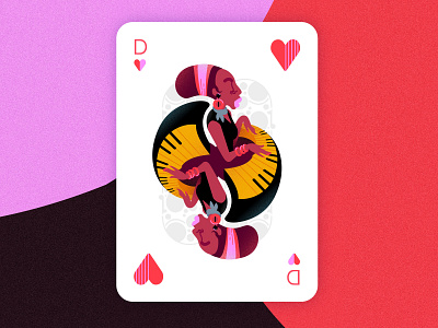 Jazz player cards - Queen of hearts 2d affinitydesigner art colorful design flat illustration minimal pastels vector