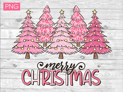 Pink Merry Christmas PNG files for sublimation