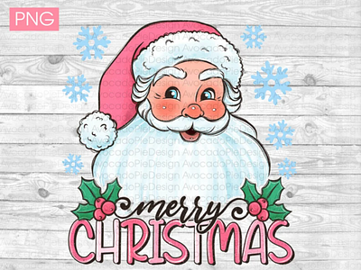 Pink Christmas Santa PNG files for sublimation