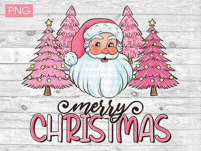 Pink Christmas Santa PNG files for sublimation