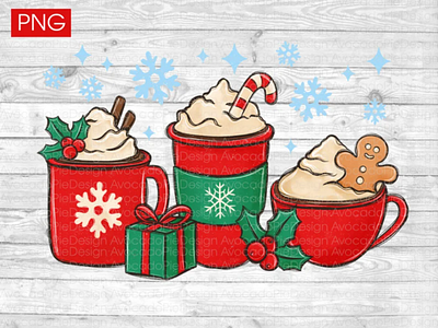 Christmas PNG files for sublimation | Christmas coffee PNG