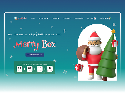 Christmas Landing Page - Hero Section 3d branding christmas christmas landing page ecommerce hero section landing page online store ui website design