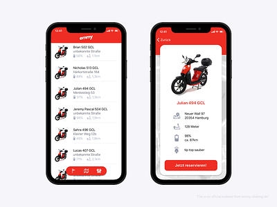 Emmy 2/3 app car rental car sharing emmy ios11 iphone x mobile rent scooter