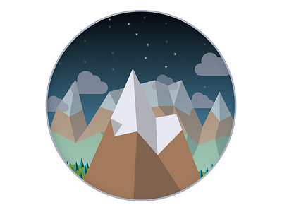 A night in the alps alps clouds illustration low poly low poly art mountaineering mountains night polygon polygon art scene stars