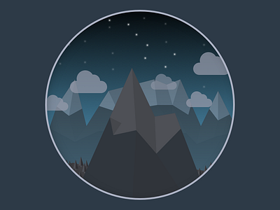 A night in the alps (2) alps clouds illustration low poly low poly art mountaineering mountains night polygon polygon art scene stars