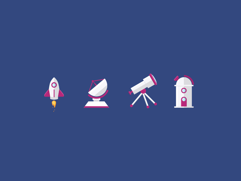 Space Items illustrations jimdo observatory telescope antenna rocket