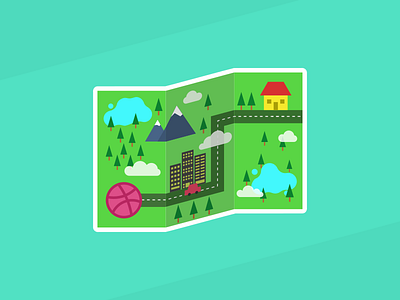Road Map to Dribbble dribbble illustration location map road map