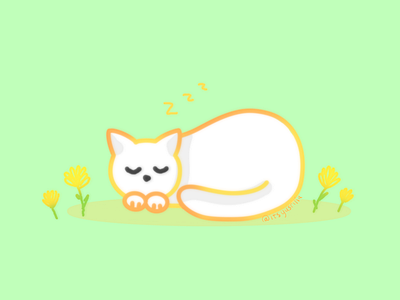 Sleeping Cat cat flat flowers illustration pet sleeping