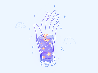 The Universe Inside my Hand aesthetic bubble constellations galaxy illustration liquid moon stars universe