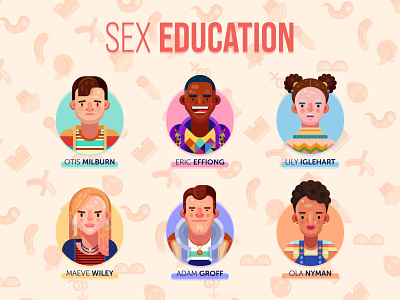 Sex Education character design character drawing fanart flat character illustraion netflix poster sexeducation