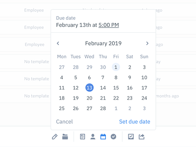 Action bar with date picker app date picker date selector design product ui web