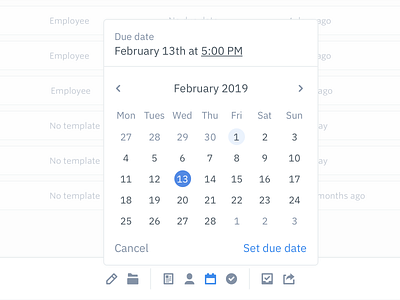 Action bar with date picker