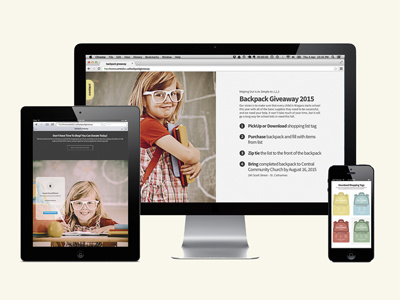 Backpack Giveaway childrens design colour data visualization diecut mobile npo print responsive web design