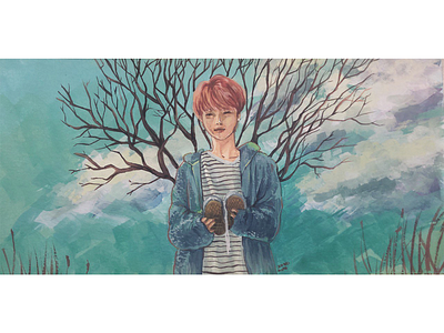 Gouache study: Spring Day - 1 bts gouache illustration kpop painting spring day