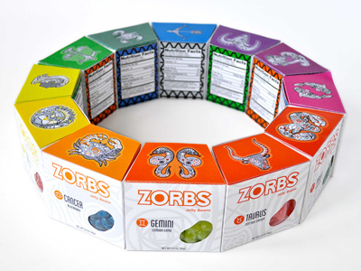 ZORBS (Zodiac Jelly Bean Packaging) illustration jelly beans modular packaging spectrum zodiac