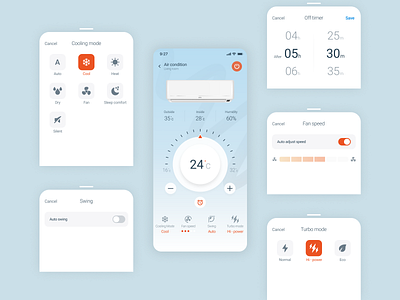 Smarthome Application UI - Air Condition Control app design ui