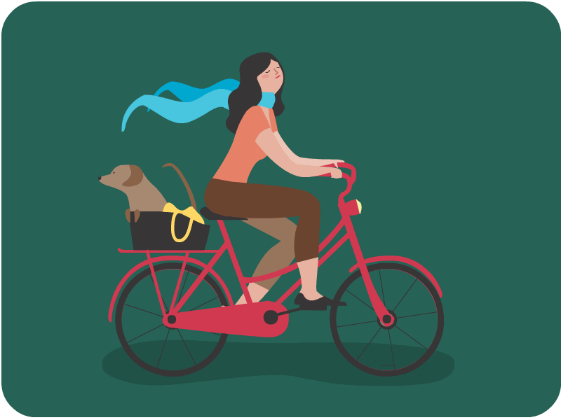 Ride the life animation bicycle bike dog girl ride