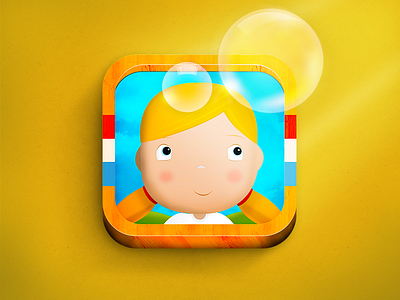 Bubbles Icon [iOS icon] bubble child game icon icons illustration kid light shadow texture wood yellow