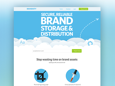 Homepage Redesign app blue clouds flat header hero homepage landing one page ui web