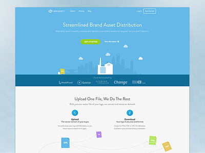 Brandisty Homepage Redesign app blue clouds header hero homepage landing one page web