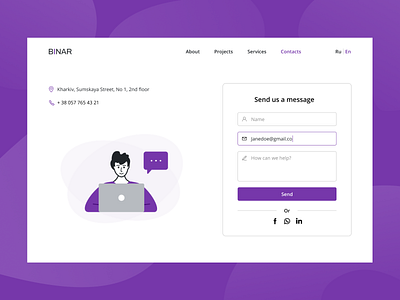 Contact us page flat illustration minimal ui web