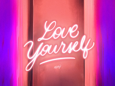 Love Yourself calligraphy colorful ipad pro lettering neon neon colors neon light pink procreate purple