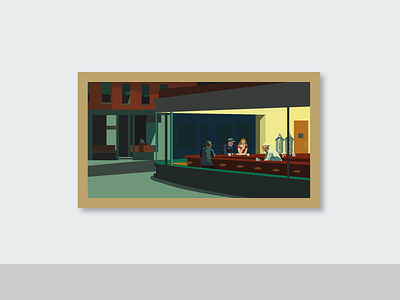 Nighthawk edward hopper flat design icon illustration nighthawk painting