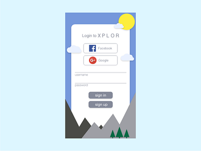 #001 Sign-up 001 exploring flat design hiking minimal mobile app paper sign up page ui