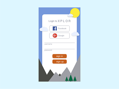 #001 version 2 001 exploring flat design hiking minimal mobile app paper sign up page ui