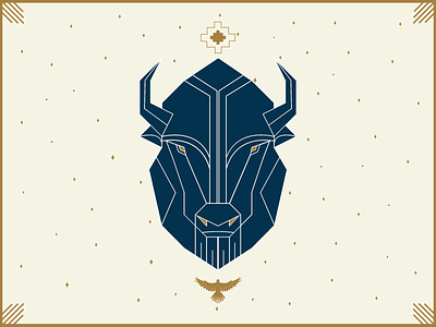 Blue Buffalo bison buffalo geometric geometric art geometric design illustration southwest symmetrical symmetry