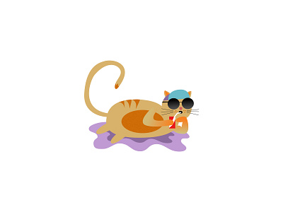 Cool Cat cat chill cool cat flat design illustration minimal relax vector