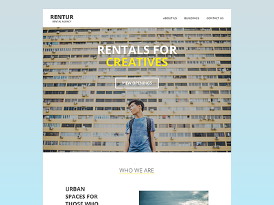 Rentur Landing Page hero landing page large header modern single page urban web web design website