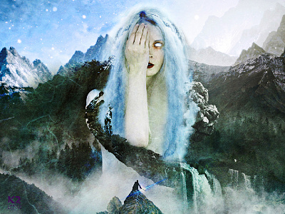 Mountain Witch adobe blue mountain photomanipulation photoshop power sky warrior witch