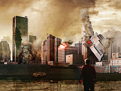 City at the North adobe apocalypse city fire photoshop prespective retouching ruins story zombie
