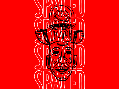 Spaced Out apparel art black brain branding design face head illustration lettering merch red space tshirt tshirt design typography vector zoned