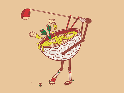 Hole in Wonton ball colour doodles drawing food golf illustration sketching soup walking wonton yellow