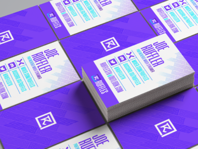 Biz Cards for Ruffles TV blue branding bright design flat icon layout print purple type typography vector
