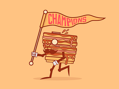 Champions of Breakfast 2d branding breakfast cartoon design flat funny illustration typography waffles
