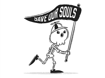 Save Our Souls 2d black bones branding design flat graphic illustration lettering skeleton typography white