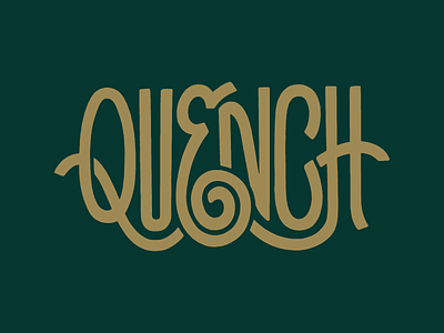 Quench Logotype 2d branding flat hand lettering illustration kombucha lettering logo logotype packaging script vintage