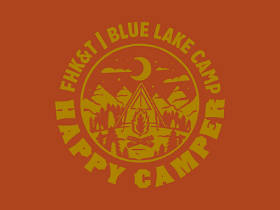 Happy Camper branding camping grunge hand drawn logo rough tent